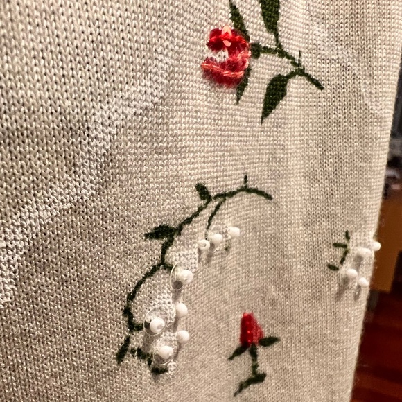 Tory Burch Cream Floral Embroidered Cardigan - Picture 12 of 14